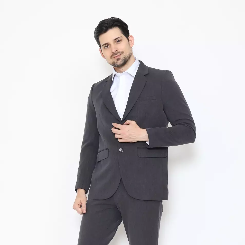 Lawell Jas Pria Formal Kerja, Nikah –  Modern Fit Kancing Dua Warna Grey | Word