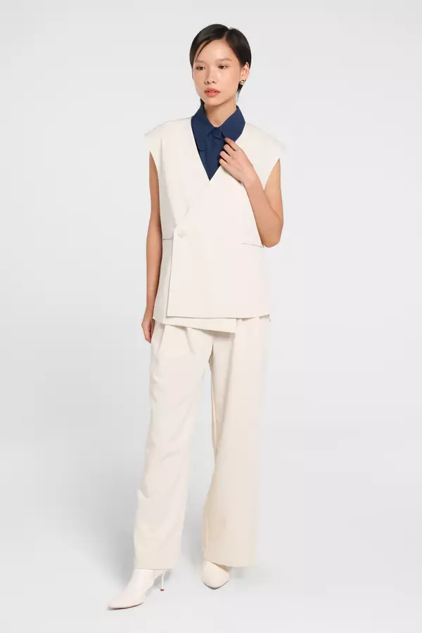MINIMAL - Odelia - Celana Panjang Lurus - Off White Warna Offwhite