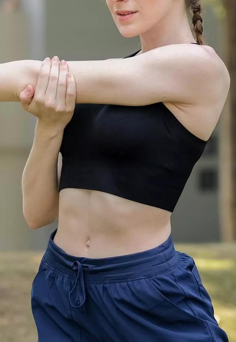 Fitwear - SportBra Olahraga Wanita RIN RIBBED CROP HOOK - Black