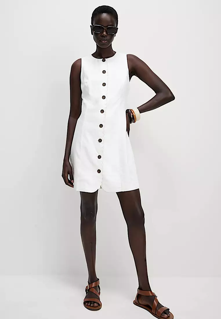 Jual Marks & Spencer Linen Blend Button Through Mini Shift Dress Original  2026 | ZALORA Indonesia