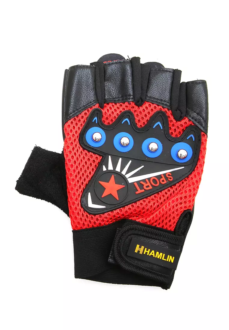 Ellard Sarung Tangan Unisex Half Finger Sport Gloves Material Leather ORIGINAL - Red