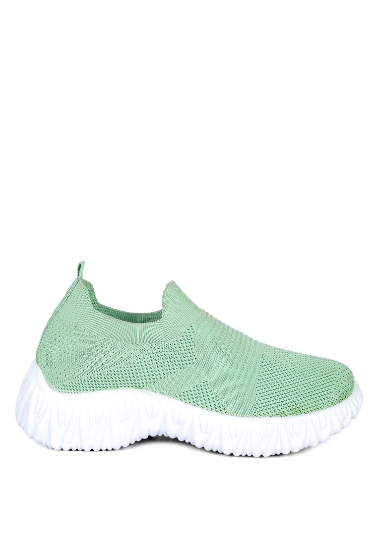 Green Knitted Chunky Running Sneakers