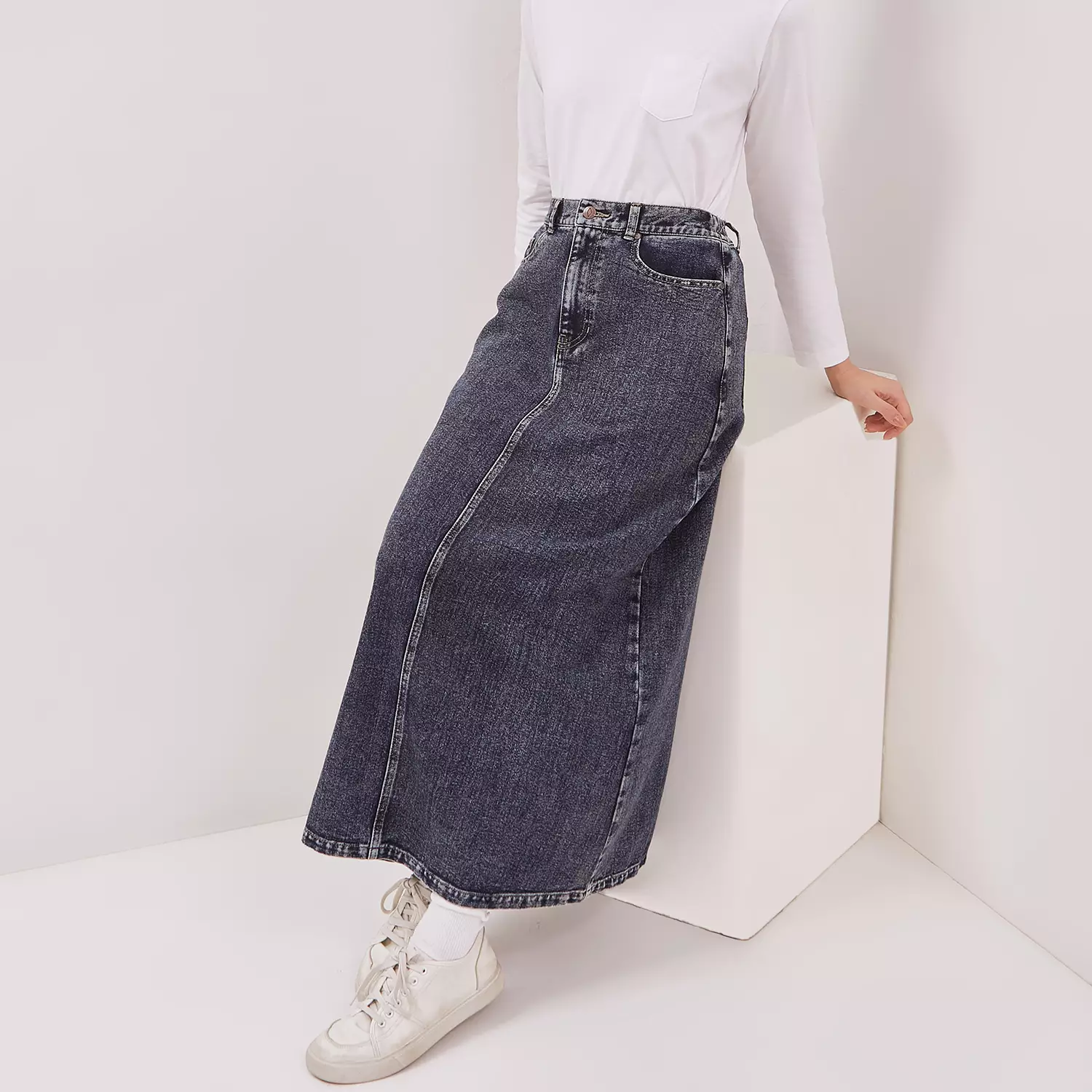 DUST Rok Denim A-Line Numara Medium Blue (D. 21145)