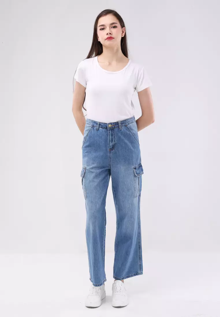 Denim Cargo Pants Ladies