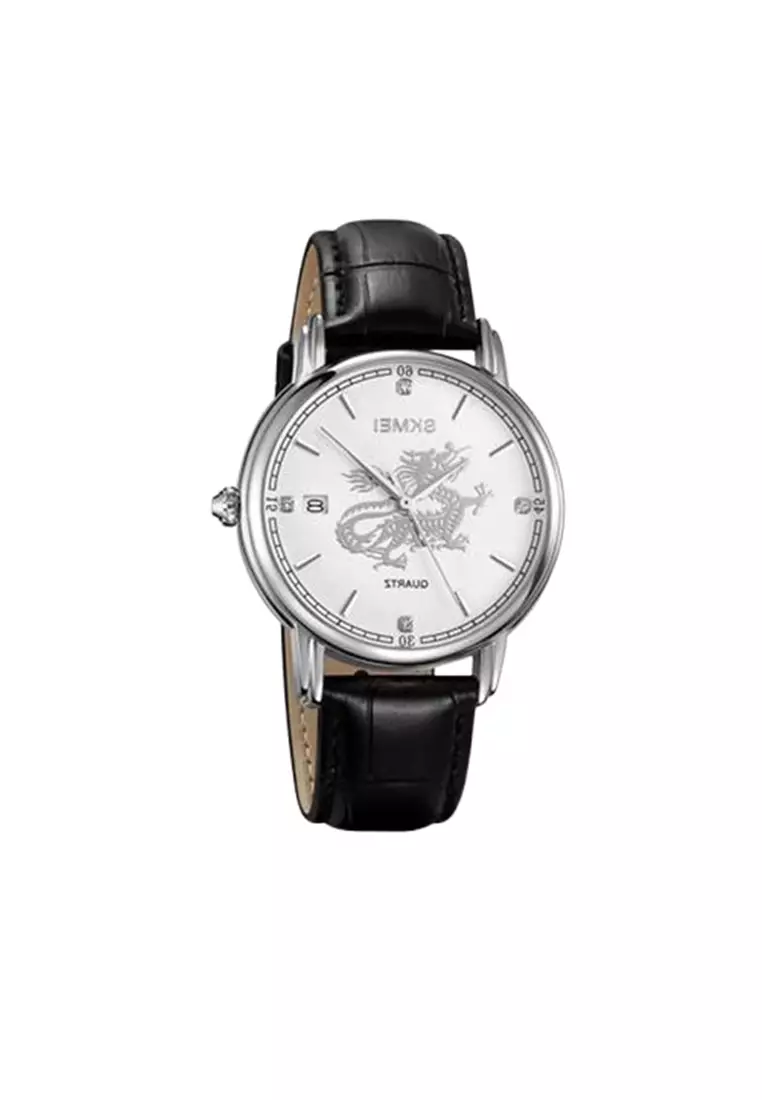 Jam Tangan Quartz Analog Shio Chinese Zodiac Waterproof 30M Naga ORIGINAL - Silver Black