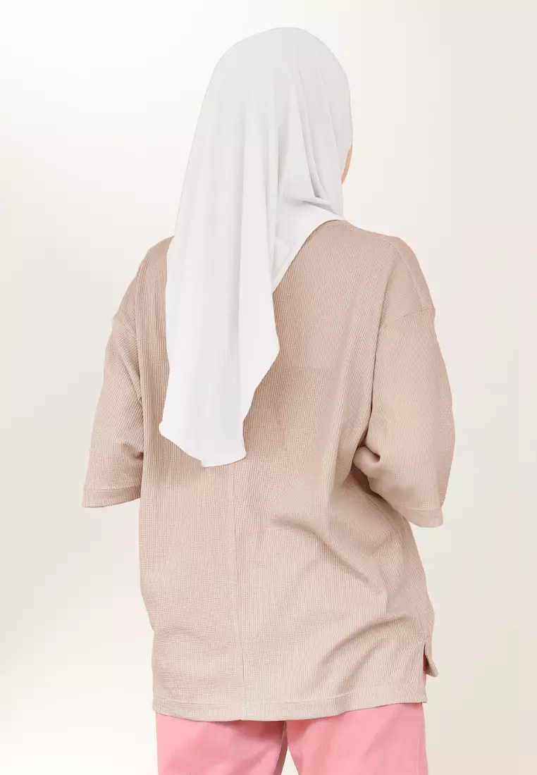 Zelena - Tavia Waffle Tshirt Pocket | Kaos Wanita Pria Olahraga Basic - Brownie