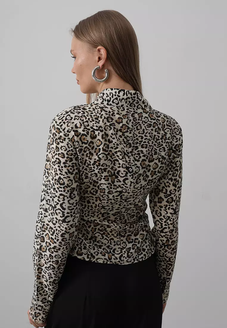 Brown Leopard Print Soft Texture Long Sleeve Shirt