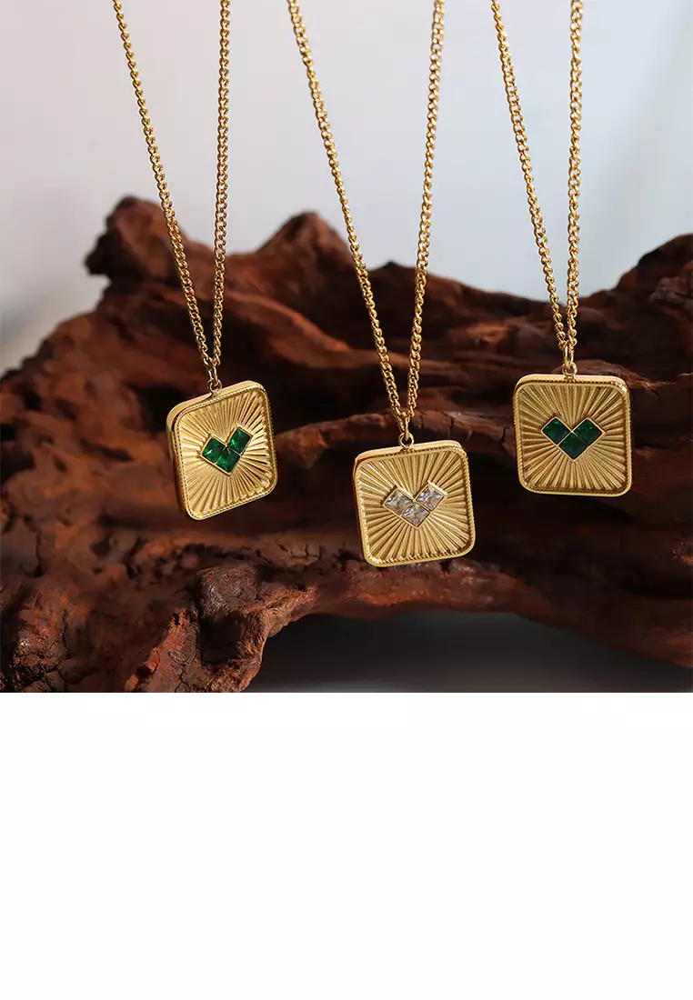 Gold square locket discount necklace