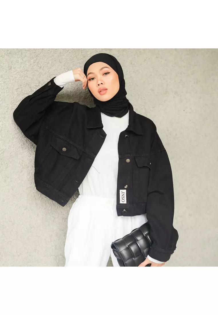 Jaket Crop Jeans Oversize Urban Black