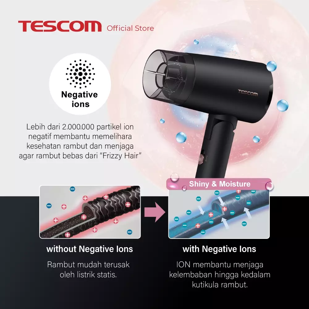 Tescom Gloss Pro Ionic Travel Hair Dryer / Pengering Rambut TD565ID