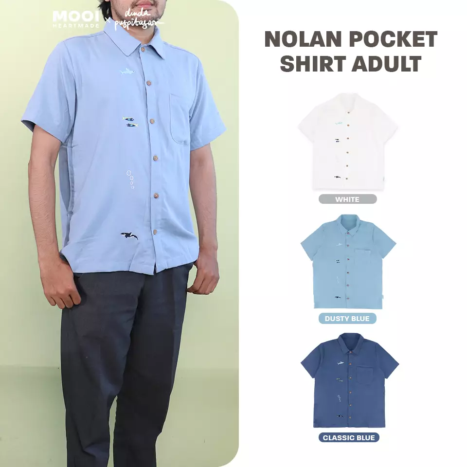 Mooi X Dinda Puspitasari Kemeja Dewasa Nolan Pocket Shirt Adult - Classic Blue