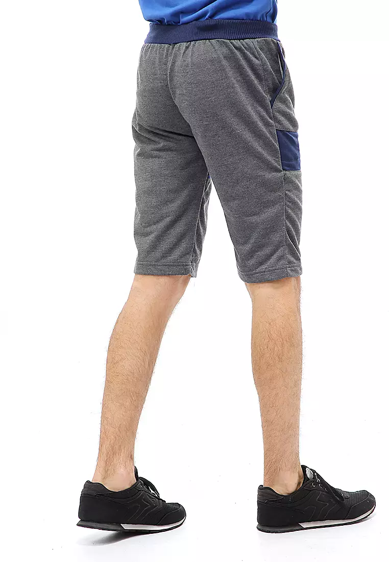 Rishham Short Pants Celana Pendek Pria Kombinasi Material Baby Terry ORIGINAL - Dark Gray