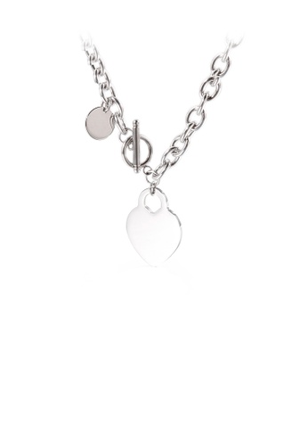 Glamorousky silver Simple and Fashion Heart-shaped 316L Stainless Steel Necklace DB1D8ACC579CF8GS_1