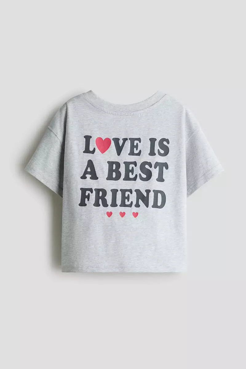 Print-motif cotton T-shirt