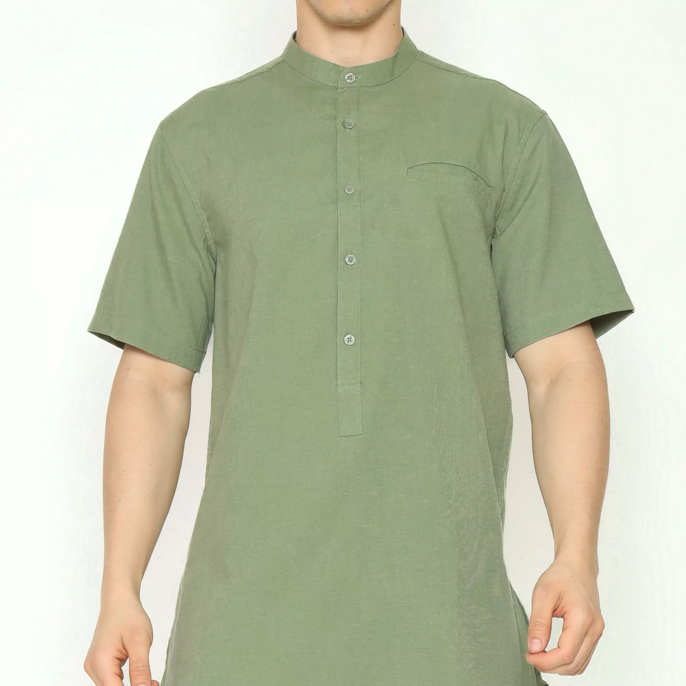 AMK Kemeja Koko Kurta Pria Lengan Pendek KK Nahawand S/s Sage Green