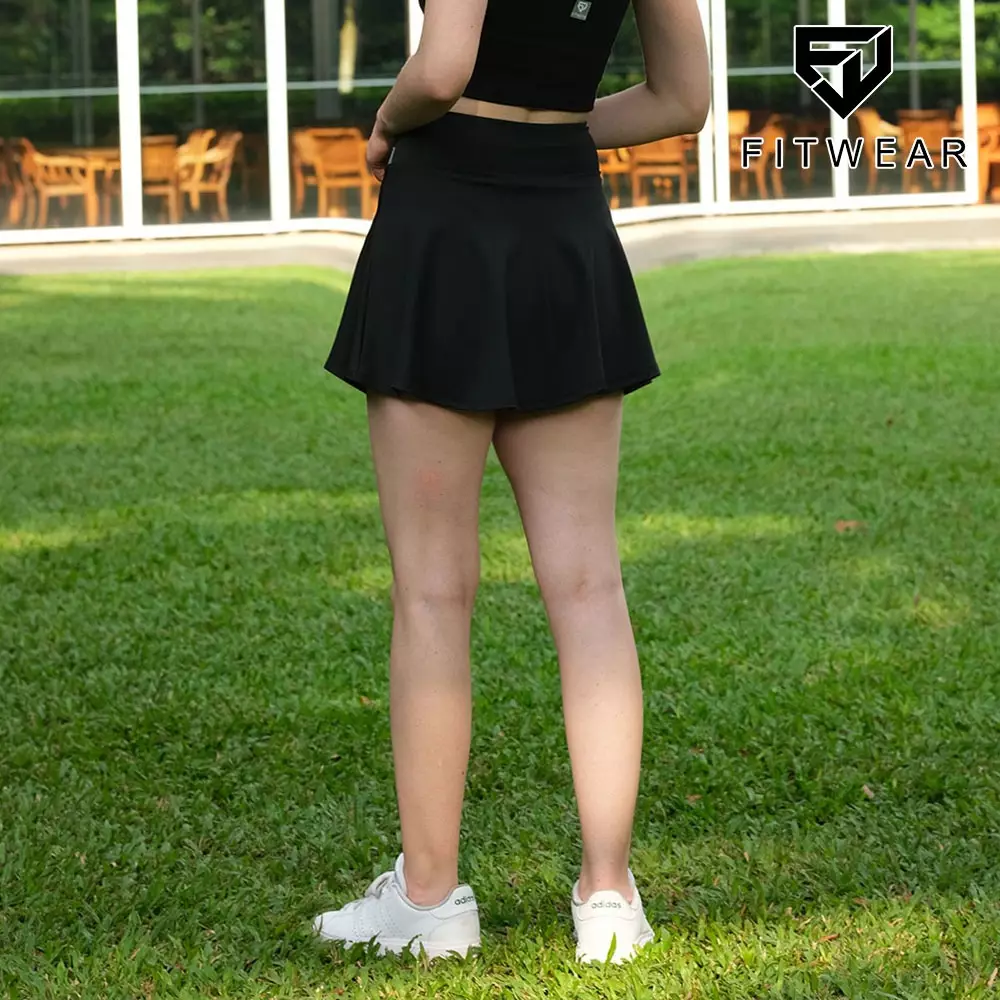 Fitwear - [SKORT] Rok + Inner Olahraga Wanita HARLEY 2TONE SKIRT - BLACK+GREY