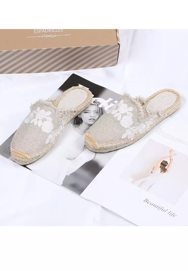 Embroidery Linen Espadrilles HB001
