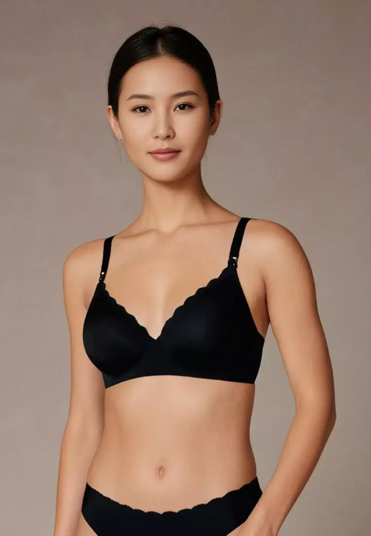 Premium Ivana Seamless Nursing Bra in Black