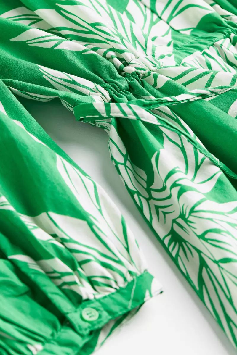 H&m green leaf dress sale