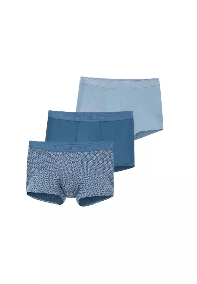 Buy DAGİ 3-Pack Blue Basic Boxer, Flower Print, Regular Fit, Underwear ...
