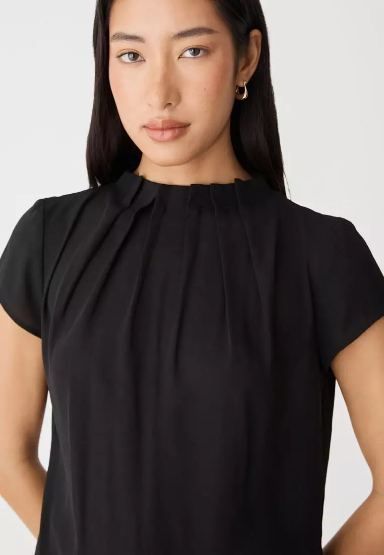 Olivia Pleated High Neck Top