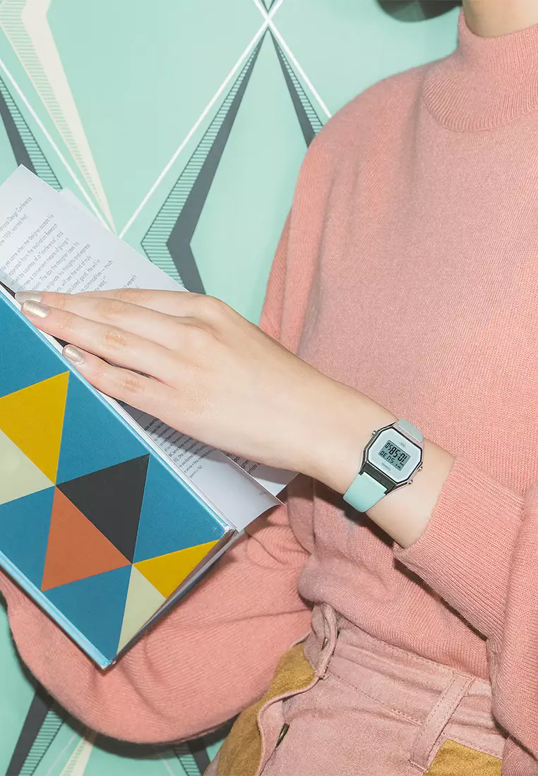 Jam Tangan Wanita Casio General LA680WEL-3DF Ladies Digital Dial Light Green Leather Band