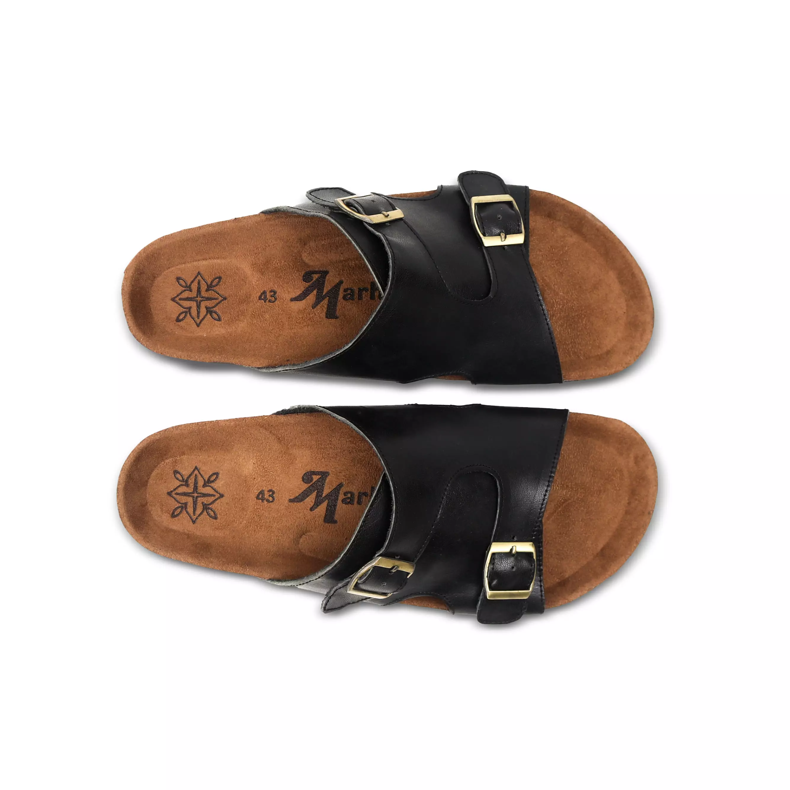 Sandal Pria Marhadi Sendal Slide Kulit Genuine Leather - Karten Black