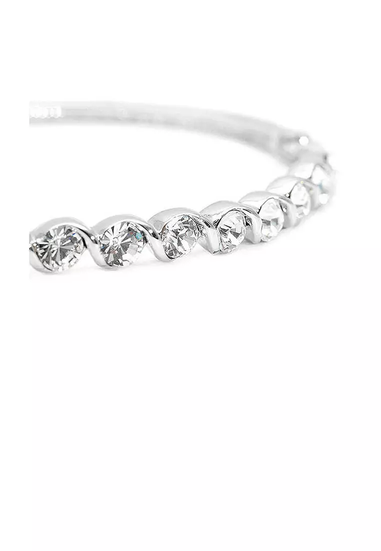 Elegant Bangle with Silver Austrian Element Crystals