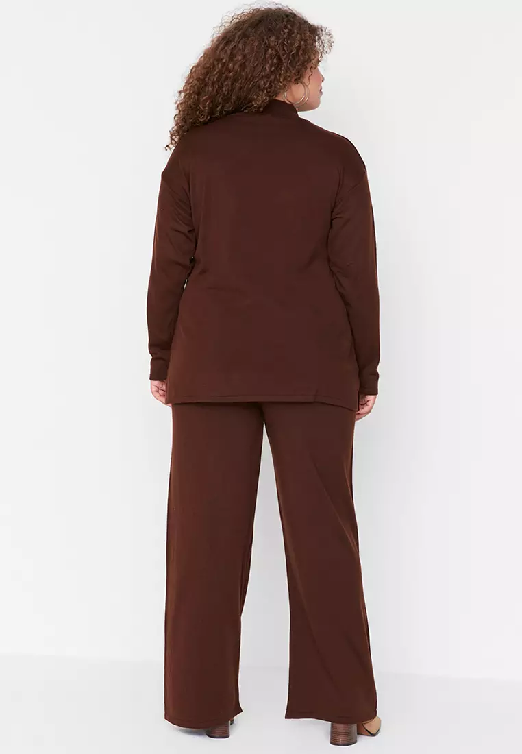 Plus Size Cut Out Top & Elastic Pants Set