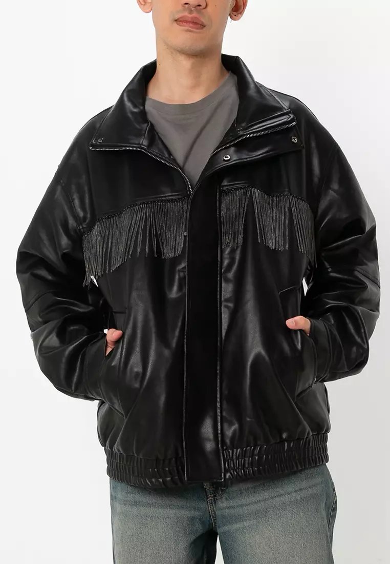 Bershka Leather Effect Jacket with Fringes 2025 | Buy