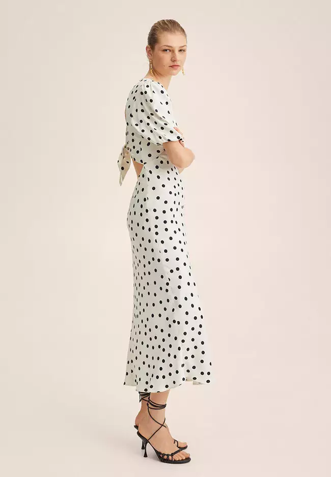 Polka-Dot Satin-Finish Dress