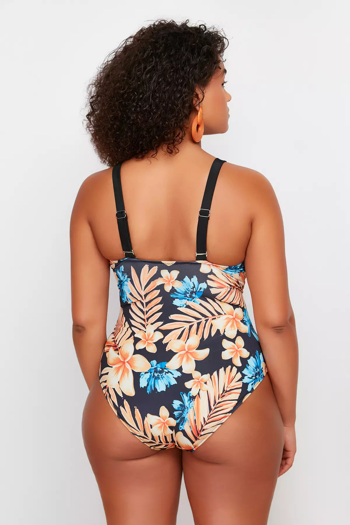 Blue Tropical Plus Size Swimsuit