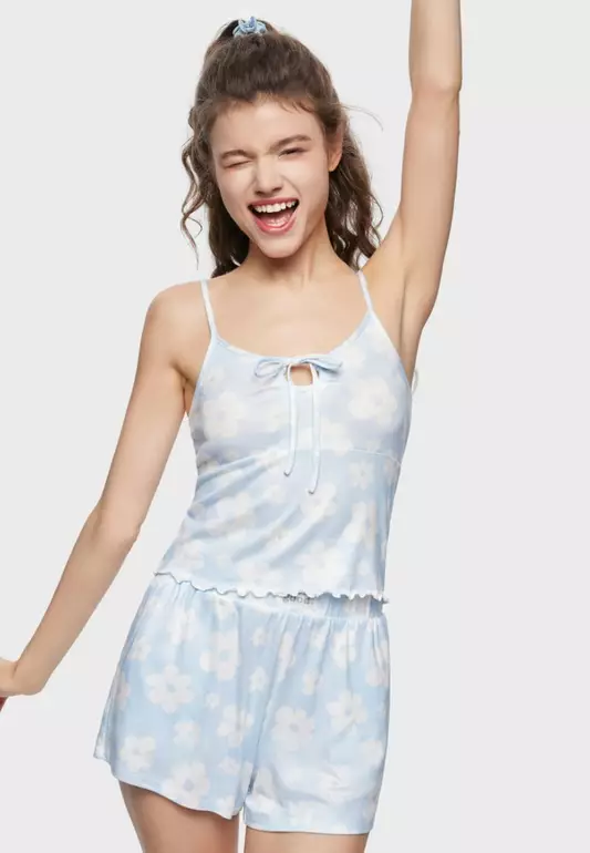 MILLIE NON-PADDED PAJAMAS CAMI TOP SUPERSOFT FABRIC CUTE TIE-UP DETAIL SLEEPWEAR FOR WOMAN GIRL HW09252
