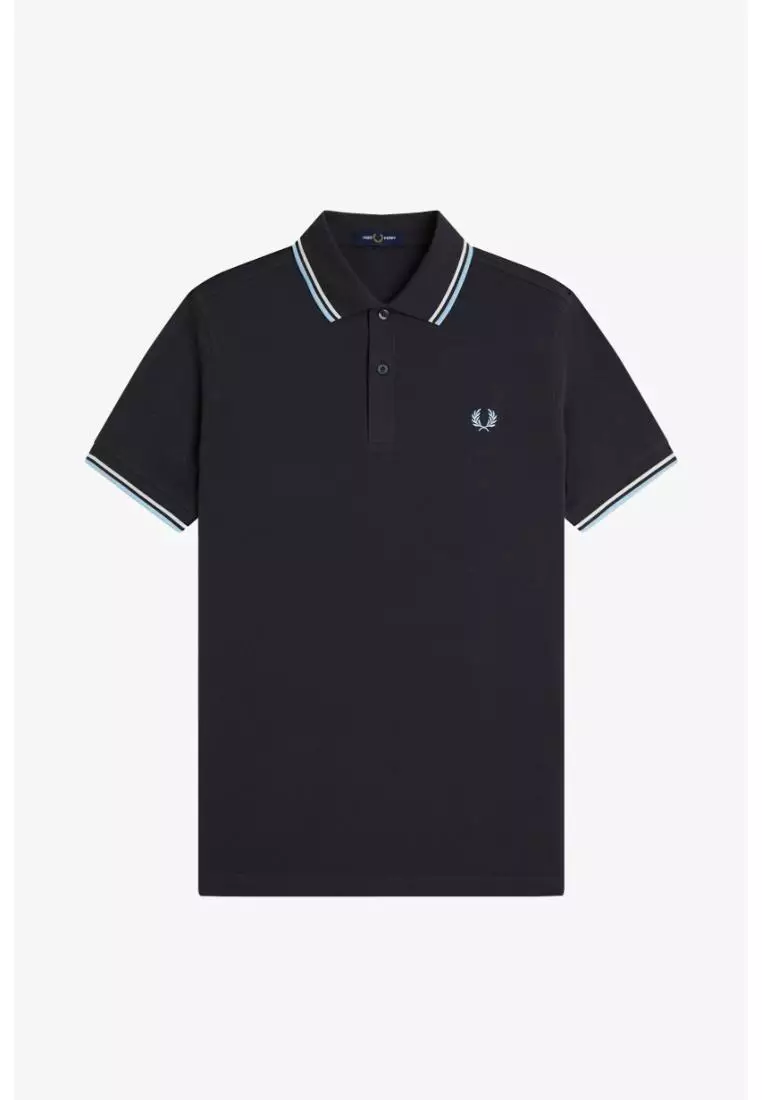 Fred Perry M3600 Twin Tipped Fred Perry Shirt (Anchor Grey / Ecru / Ball Boy Blue)