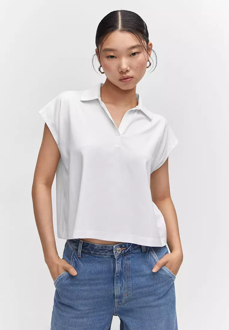 white button up polo shirt womens