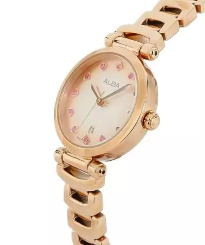 Jam Tangan Wanita Alba Fashion AH7N78 AH7N78X1 Strap Stainless Fine Rose Gold Color Steel Quartz Watches