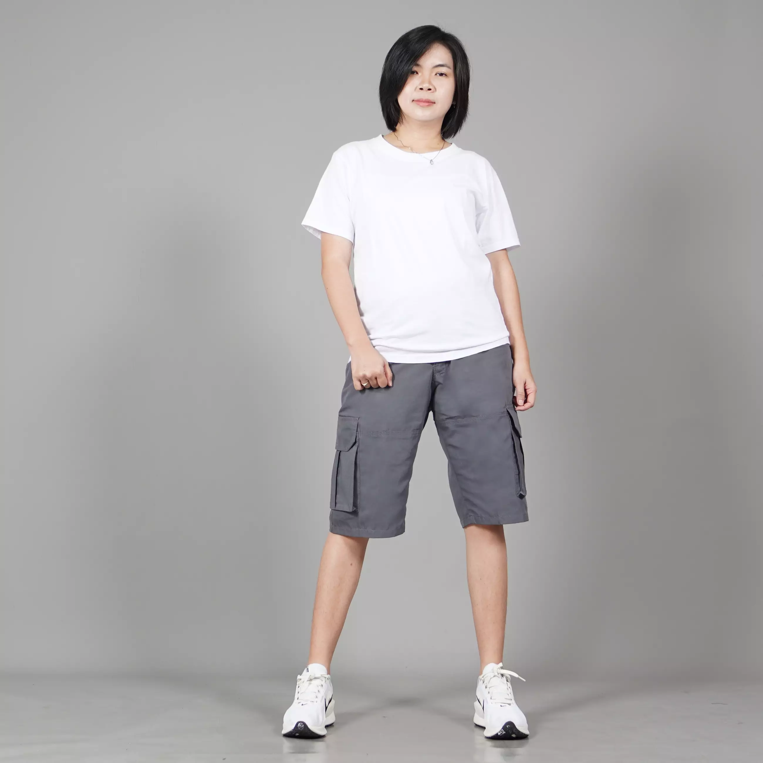  CHARLEY Celana Cargo Pendek Wanita Cargo Pants Wanita - ABU