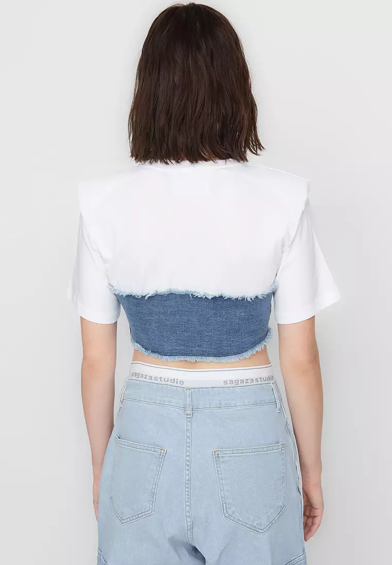 Sagaza Studio x Trendyol Denim Bustier T-Shirt