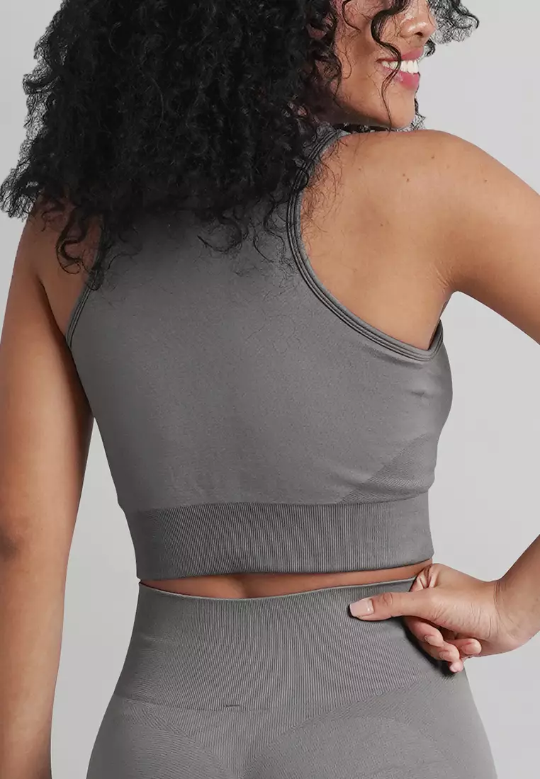 London Collection: Seamless Padded Active Halter Cropped Top