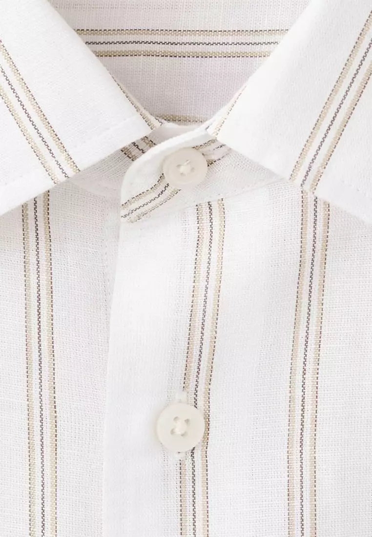 Linen-Cotton Blend Stripe Shirt