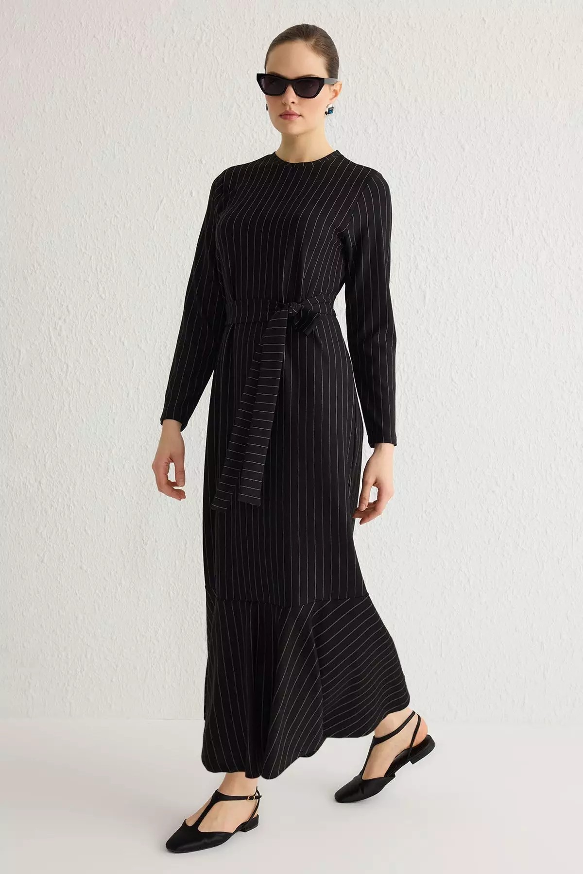 Striped with Waist Tie Dress