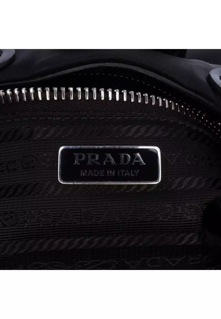 Pre-Loved Prada Re Nylon And Shiny Calfskin Re Edition 2002 Moon Satchel