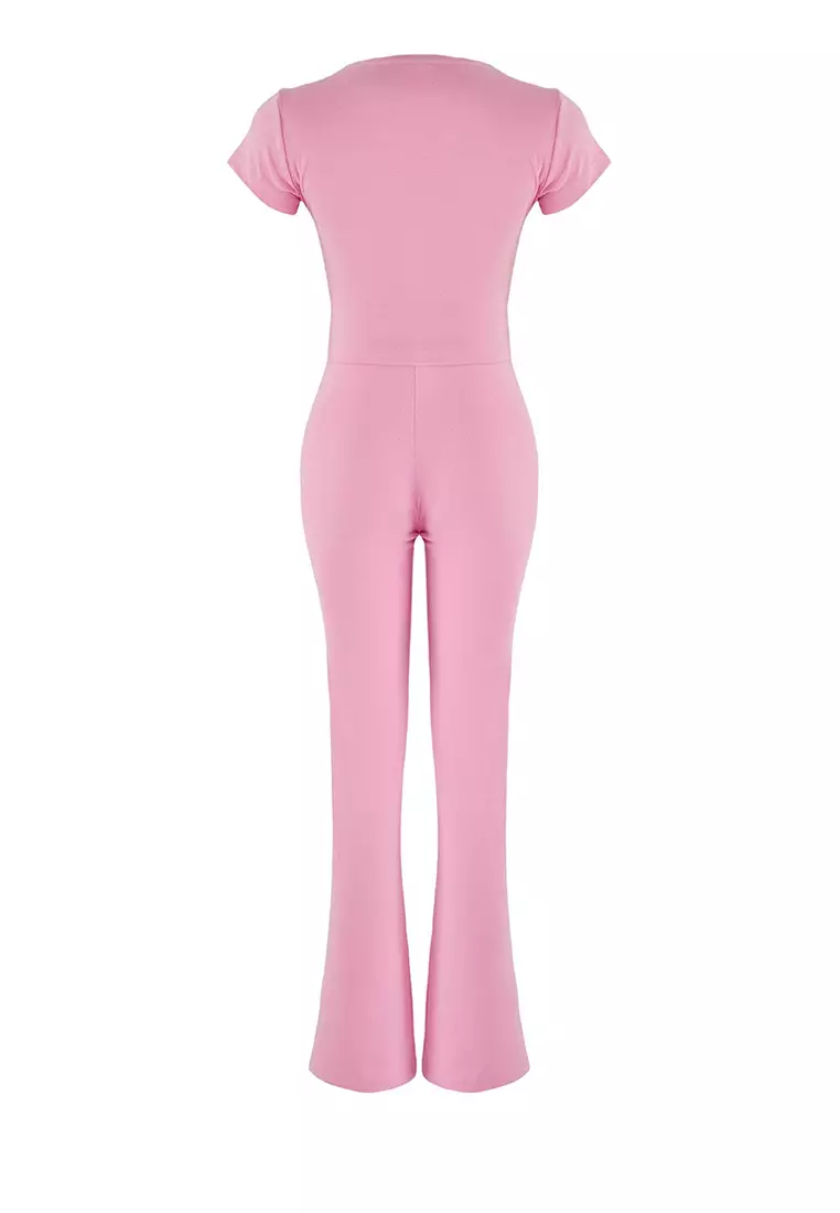 Pink Fitted/Fits Body Flexible Knitted Bottom-Top Set TWOSS25AU00053