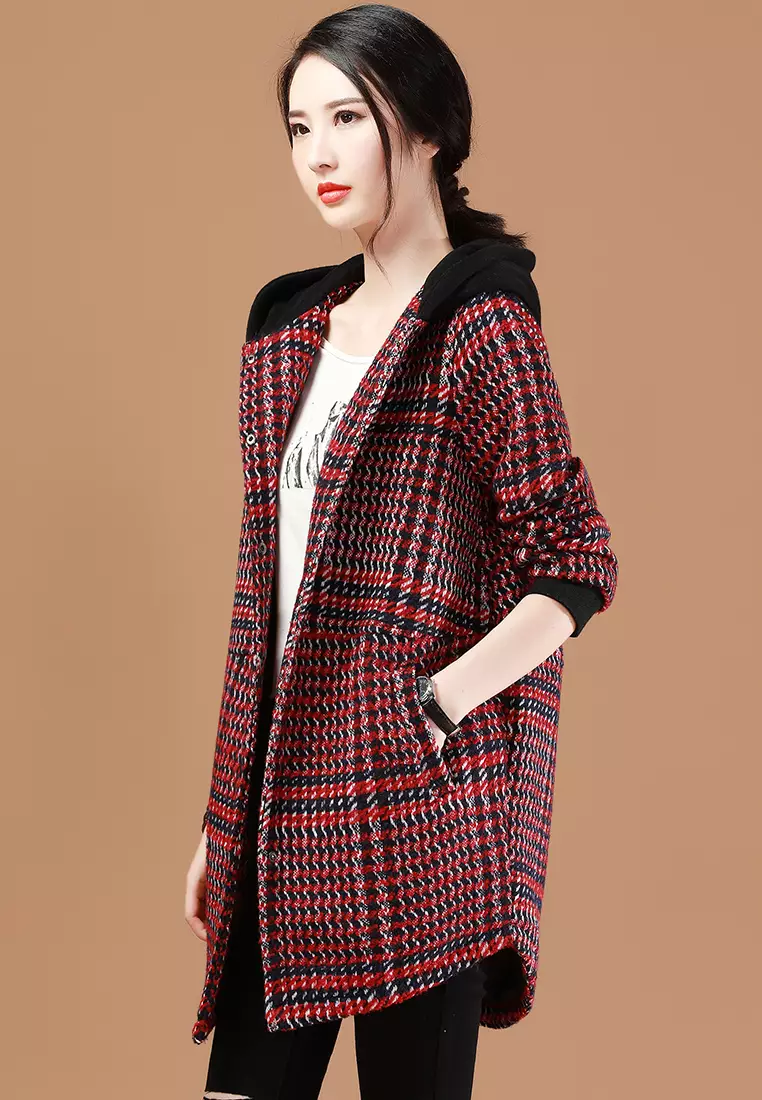 Red and sale black wool jacket