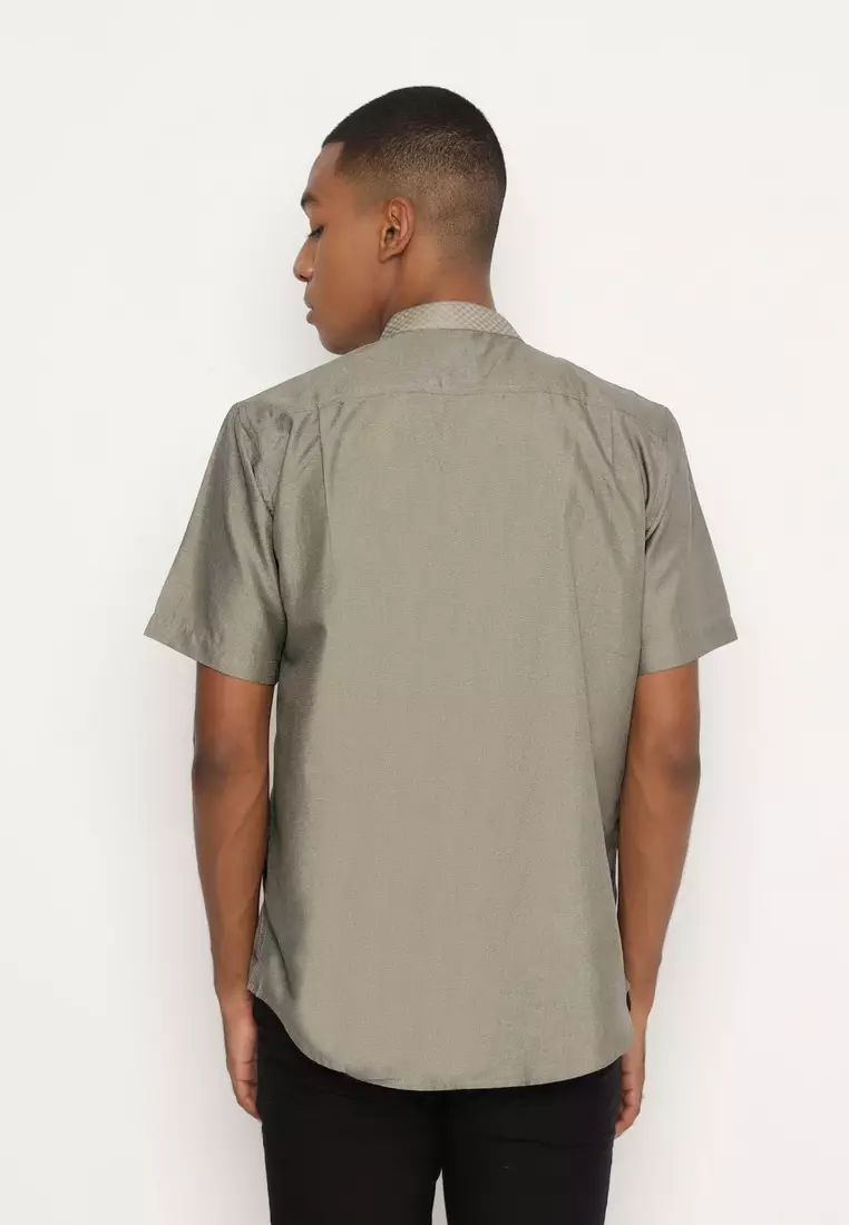 RBJ Kemeja Koko Border Olive Regular Fit Pria