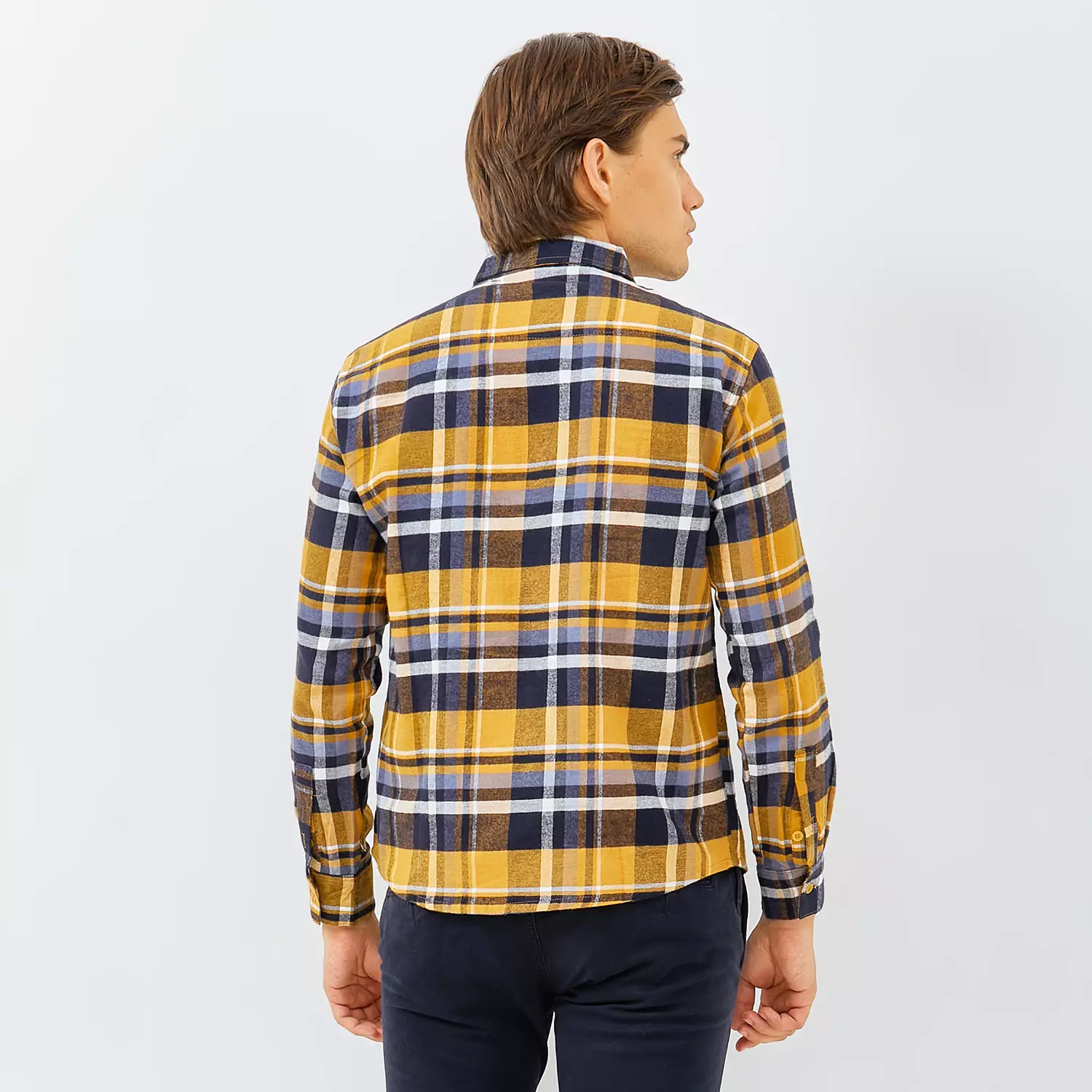 PAULMAY Kemeja Flanel Pria Lengan Panjang Kuning 6716