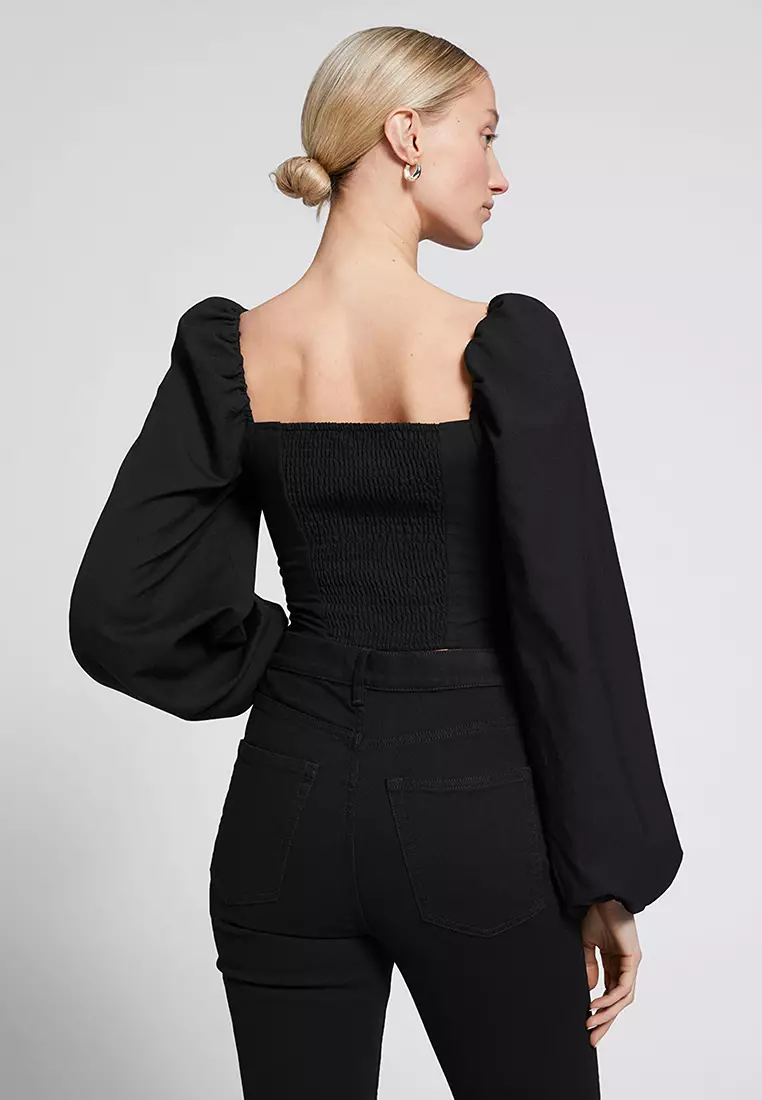 Fitted Smocked Back Corset Blouse