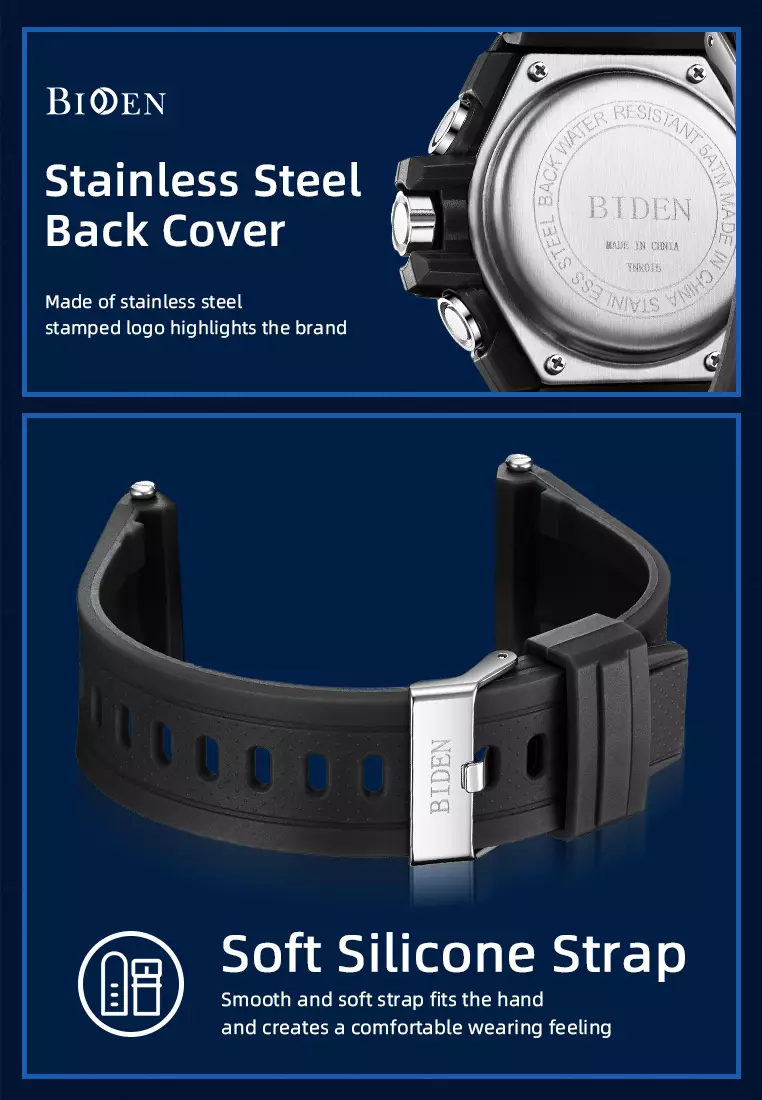 Jam Tangan Pria Original Digital&Analog Bercahaya Anti Air Alarm Tali Silikon Jam Tangan Cowok Olahraga green