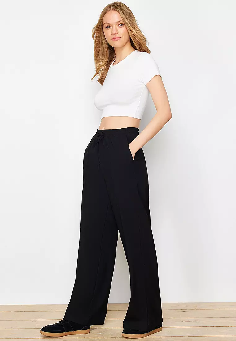 Elastic Waist Wide Leg Pants