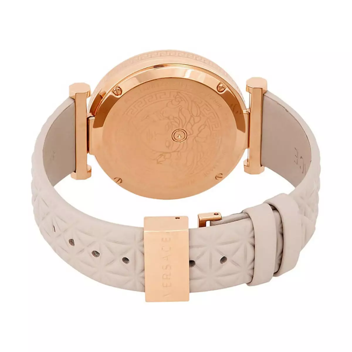 Versace Watch V‑Helix Rose Gold Cream Leather Stainless Steel (Swiss Made)
